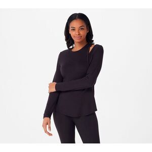 Soulgani Active Women's Top Sz L Heart of It All Ohio Shoulder Black A391881